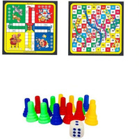 aunique 2 in 1 Wooden Ludo & Snake Board Game With Premium Ludo coin set ( 12 inch) Party & Fun Board Game