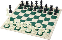 TIMA Chess Mat with Pieces 17 by 17 Inches (Pack of 1) White Green With Extra Queen 4.7 cm Chess Board(Green)