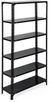fiora Slotted Angle CRC Sheet 6 Shelves Multipurpose Storage Metal Open Book Shelf(Finish Color - Black, DIY(Do-It-Yourself))