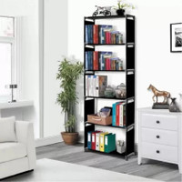 thos Plastic 6 Shelf Book Organizer Metal Open Book Shelf(Finish Color - Black, DIY(Do-It-Yourself))