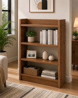 EW Wooden Large 4-Tier Open Bookshelf Rack Showcase Organizer for Living Study Room Engineered Wood Open Book Shelf(Finish Color - Walnut, DIY(Do-It-Yourself))