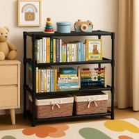 FurniGully 4 LAYER MULTIPURPOSE RACK Plastic Open Book Shelf(Finish Color - Black, DIY(Do-It-Yourself))