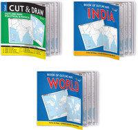 BOOK OF OUTLINE MAPS INDIA, WORLD and SMALL CUT & DRAW OUTLINE MAPS POLITICAL & PHYSICAL :- Smart Map Learning Books for Students, Durable and Engaging Atlas Study Material | Pack of 3(Paperback, GOWOO)