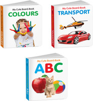 First board books for toddlers : ABC, Transport and Colours - Picture books for young children, Toddler learning set, Educational picture books for kids | Pack of 3 Books for kids(Board Book, GOWOO)