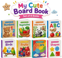 My First Library Set of 8 Board Books for Kids, Early Learning Book for Babies & Toddlers, Alphabets, Body Parts, Numbers, 1-3 Years  - Board Book Combo of 8 for Nursery Kids | Early Concepts and Knowledge(Board Book, Gurukanth)