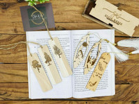 style works Quotes Theme Engraved Wooden Bookmarks. Set of 6 Tree Leaf design Bookmarks Wooden Leaf Design Bookmarks Bookmark(Print, Beige)