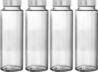b7 CREATIONS Glass Water Bottle with Leak-Proof Airtight Stainless Steel Lid for Water 500 ml Glass Bottle(Pack of 4, Silver)