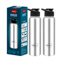 Pigeon Inox 900 ml Stainless Steel Bottle(Pack of 2, Silver, Black)