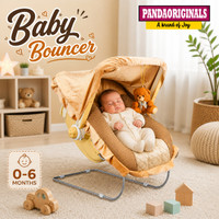 Pandaoriginals Premium Quality Super Deluxe 12 in 1 Musical Carry Cot Bouncer(Brown, White)