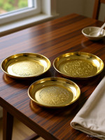 A & H ENTERPRISES Brass Dinner Quarter Plate / Serving Bowl,Halwa Plate, 5 INCH [13 cm]- 3 Piece Dinner Plate(Pack of 3)
