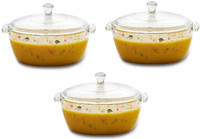 Umart Glass Mixing Bowl Microwave Oven Safe Serving Set with Glass Lid(Pack of 3, Multicolor)