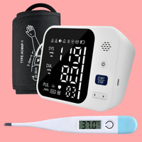 Balson Rechargeable Fully Automatic Blood Pressure Monitor & Digital Thermometer - Digital Display with Talking Intelligence Technology, Extra Large Display Bp Monitor(White)