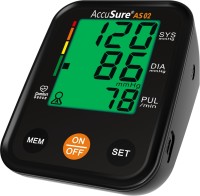 AccuSure AS02 Bp Monitor With 3 Color Display Technology Fully Automatic Upper Arm Blood Pressure Monitor | Bp Monitor(Black)