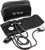 Dr Trust (USA) Clock Dial Type Aneroid Palm Manual Professional Sphygmomanometer with Stethoscope & Pressure Gauge Blood Pressure Machine (Adult Cuff & Carry Case Included) Bp Monitor(Black)