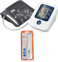 AND UA-651 Upper Arm Blood Pressure Monitor + omron MC-246 Digital Thermometer for Home Health Monitoring Bp Monitor(White, Blue)