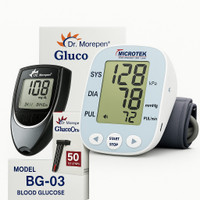 Dr. Morepen microtek bp monitor Blood Pressure Monitor , Glucometer and 50strip combo pack BP Machine , Glucometer, 50strip Bp Monitor(White)