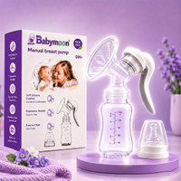 BABYMOON Breast Pump Silicone Hand Breast Pump Breastfeeding Food Grade BPA Portable Milk Collector Milk Storage Bottle  - Manual(Transparent)