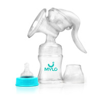 MYLO Baby Feels Natural Manual Breast Pump, BPA Free, Anti-Colic Nipple, Food Grade  - Manual(Light Blue)