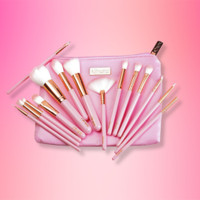 MINARA Makeup Brush Applicator Set of 15 with Premium Leather Pouch(Pack of 15)