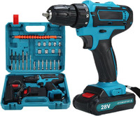 Tadatmay 2.0AH Battery | 2 Variable Speed | 3/8'' Keyless Chuck, Fast Charger Machine | 20V Cordless Drill Machine Set Cordless Drill(80 mm Chuck Size)