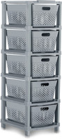 Vallaree 5 Layer Stylo Drawer Storage Organizer Multipurpose Plastic Free Standing Chest of Drawers(Finish Color - Grey, Door Type- Hinged, Pre-assembled)