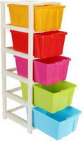 BAPUJI ENTERPRISE 5 Layer Plastic Modular Drawer System Large Stomo MultiPurpose chest of Drawer Organizer for Home Office Hospital Parlour and School Foldable drawers organizers Box Plastic Free Standing Chest of Drawers(Finish Color - MULTICOLOR, Door Type- Framed Sliding, DIY(Do-It-Yourself))