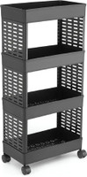 HomeQueen Premium Durable 4 Tier Space Saving Organizer, Plastic Free Standing Cabinet(Finish Color - Black, DIY(Do-It-Yourself))