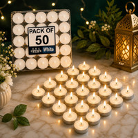 ESP tea light candles 50 Candles 2 hour Burning Smokeless Candle(White, Pack of 50)