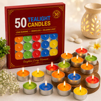 Pawaria Multicolor Tealight Candles Pack of 50 Candle(Multicolor, Pack of 50)