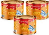 Golden Prize Sardine in Natural Oil with Chili, 200Gms Each - Pack of 3 Sea Foods(600 g, Pack of 3)