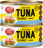 Tasty Nibbles White Meat Tuna Chunks in Water, 185g x 2 Sea Foods(370 g, Pack of 2)