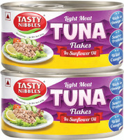Tasty Nibbles Light Meat Tuna Flakes in Sunflower Oil, 185g x 2 Sea Foods(370 g, Pack of 2)
