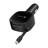 Portronics 84 W Turbo Car Charger(Black, With USB Cable)