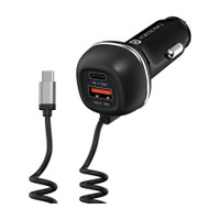 Portronics 3 Amp Turbo Car Charger(Black, With USB Cable)