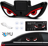 ROMJ Universal Solar LED Evil Eye Car Warning Fancy Lights Car Dash Indicator Car Fancy Lights(Red, Black)