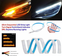 AutoPowerz White & Amber Flow LED Sequential Audi Style Daytime Running Lights Stick-on Above Headlamp Car Fancy Lights(White, Yellow)