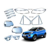 junior Exterior Chrome Accessories Combo Kit For Nexon Type 1 (2017-2019) Set of 12 Pcs Chrome Tata Nexon Side Garnish