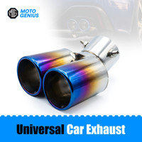 Moto Genius Universal Stainless Steel Burnt Neo Chrome Dual Pipe Car Exhaust Mufflers Tips  Car Silencer(Car Exhaust)