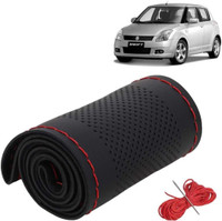 S MANGLAM Hand Stiched Steering Cover For Maruti, Honda, Hyundai, Nissan, Tata, Skoda Swift, Amaze, Baleno, Civic, Creta, Elite i20, Swift, Swift Dzire, Xcent, i10 Active, i20(BLACK,RED, Leather)