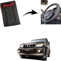 Autoinnovation Hand Stiched Steering Cover For Mahindra Bolero(Black, Leather)