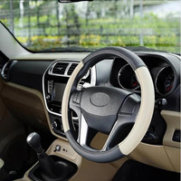 s mangalam Steering Cover For Hyundai Verna, Sonata, Xcent, Fluidic Verna, Santro, Creta, i20, Elantra, Verna Fluidic, Grand i10, Elite i20(beige+black, Leather)