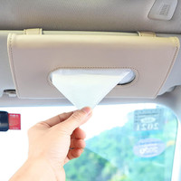 SCALEBEE Leather Car Tissue Holder, Sun Visor Napkin Holder, Car Visor Tissue Holder Vehicle Tissue Dispenser(Beige)