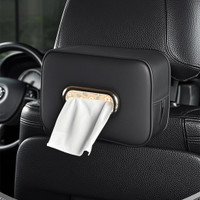 Zibuyu Black Car Tissue Box Case with Strap and Zipper Refillable Vehicle Tissue Dispenser(Black)