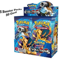 CrazyBuy EVOLUTIONS Pocket Monsters Trading Card Game Booster Packs Kids((Pack of 5-50pc)(Multicolor)