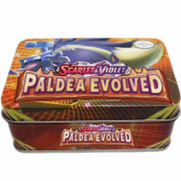 TCG Playing cards Scarlet & Violet Paldea Evolved Metal Box Tin with ex cards(Multicolor)