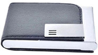 SHUANG YOU Business ID Credit Card Holder for Women Men Fashion Leather Fold Design 10 Card Holder(Set of 1, Silver, Black)
