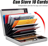 Flipkart SmartBuy Silver RFID Blocking 10 Slot Metal Laser Print Credit/Debit/ATM Slots 10 Card Holder(Set of 1, Silver)