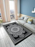 Furnishing Hut 4 ft  X 7 ft Cotton Carpet(Rectangle, Black)
