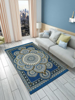 Furnishing Hut 4 ft  X 7 ft Cotton Carpet(Rectangle, Light Blue)