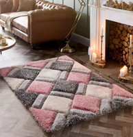 RM Handloom 5 ft  X 2 ft Polyester Carpet(Rectangle, Pink, Grey)